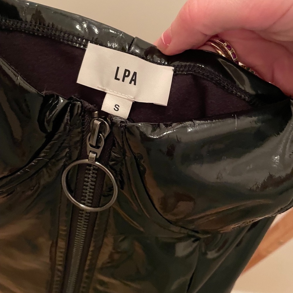 LPA latex black full zip dress with tags - never been worn